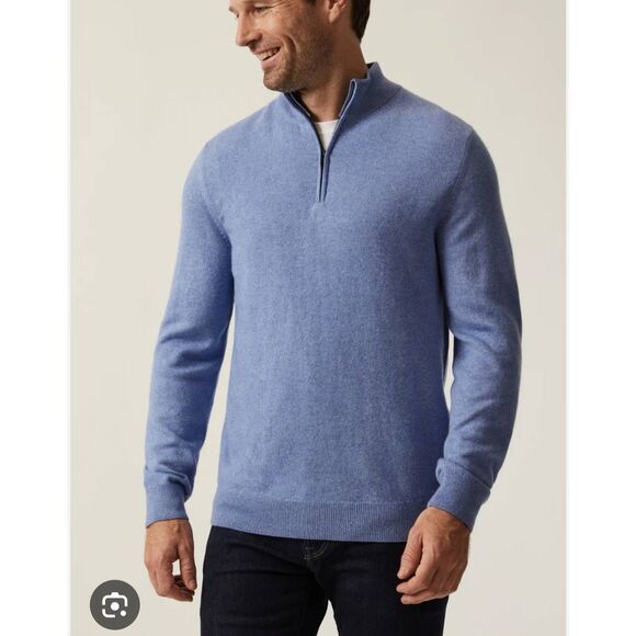 JWN Men's Cashmere Crewneck  Sweater 1/2 Zip L - Picture 2 of 10